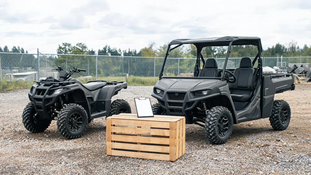 ATV configuration review at an outdoor staging area