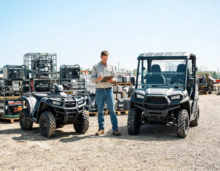 Utility ATV at an equipment staging area