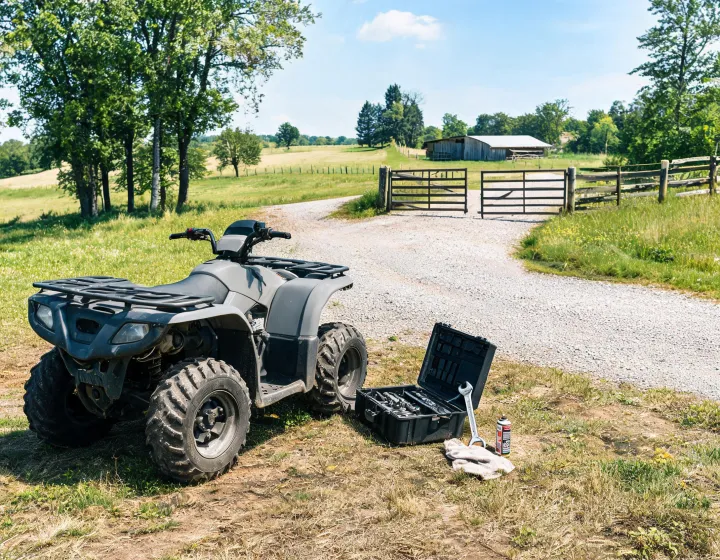 ATV staged for outdoor property maintenance